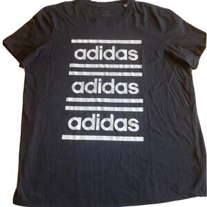 Adidas T-Shirt Black With White Lettering Size 2XL